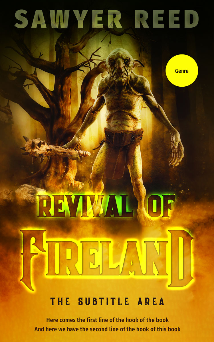 2D view of Premade Fantasy Book Cover - Gold Tips