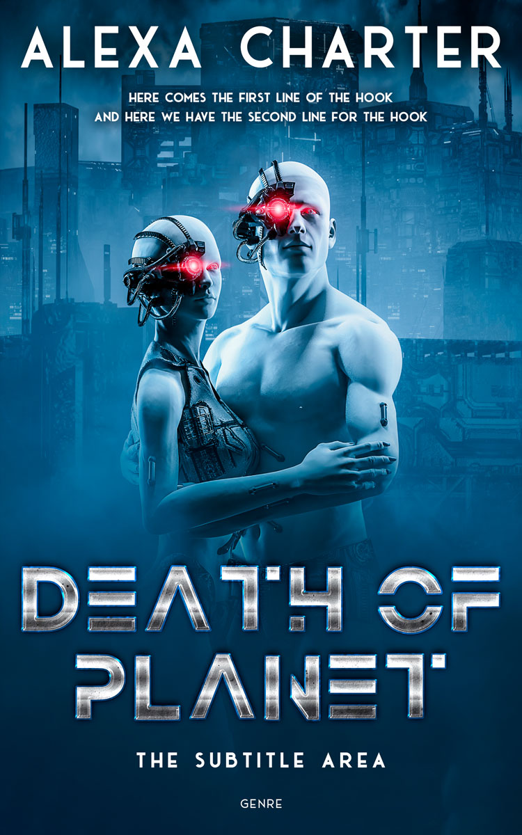 2D view of Premade Apocalyptica Book Cover - Teal Blue