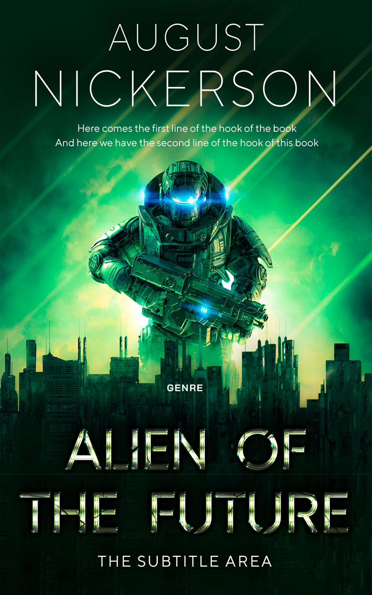 2D view of Premade Science Fiction Book Cover - Bottle Green