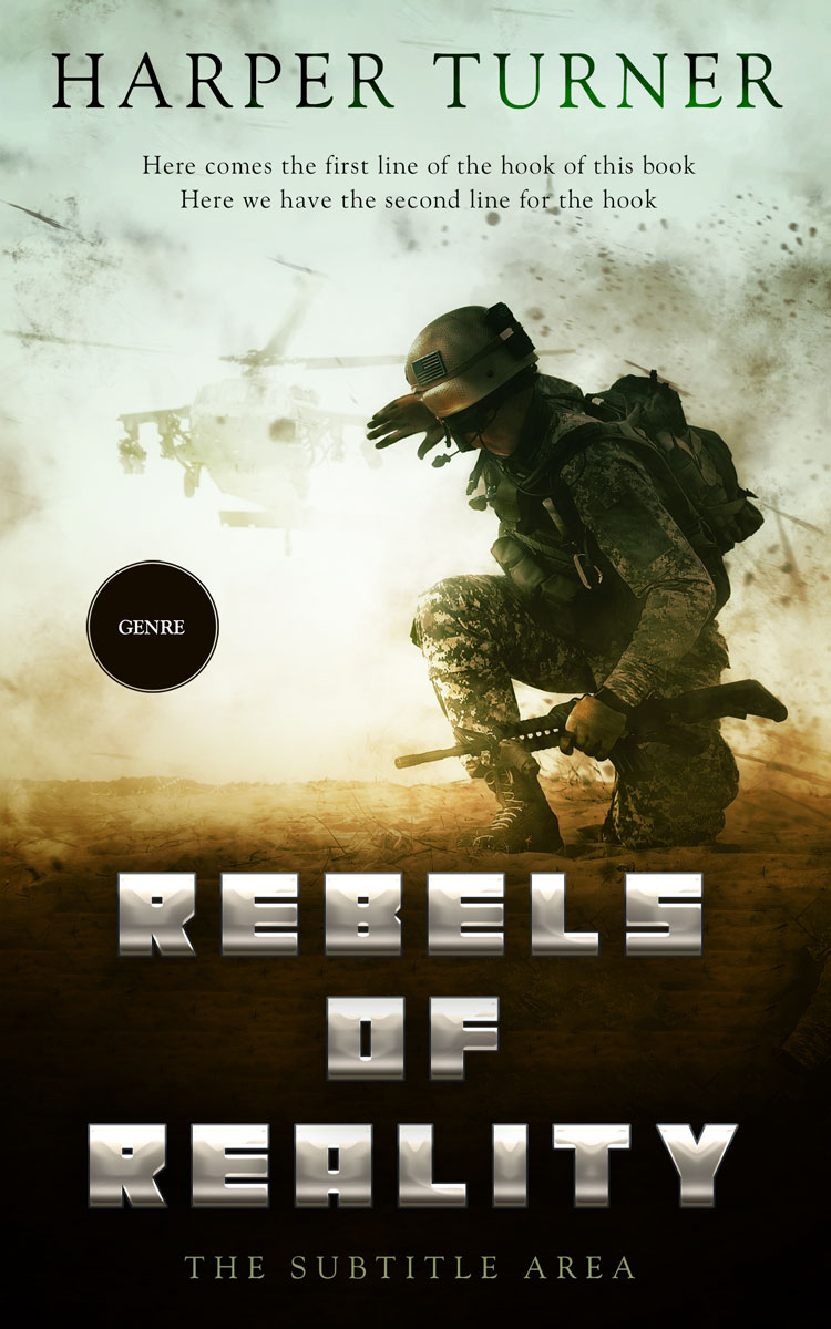 2D view of Premade Action & Adventure Book Cover - Karaka