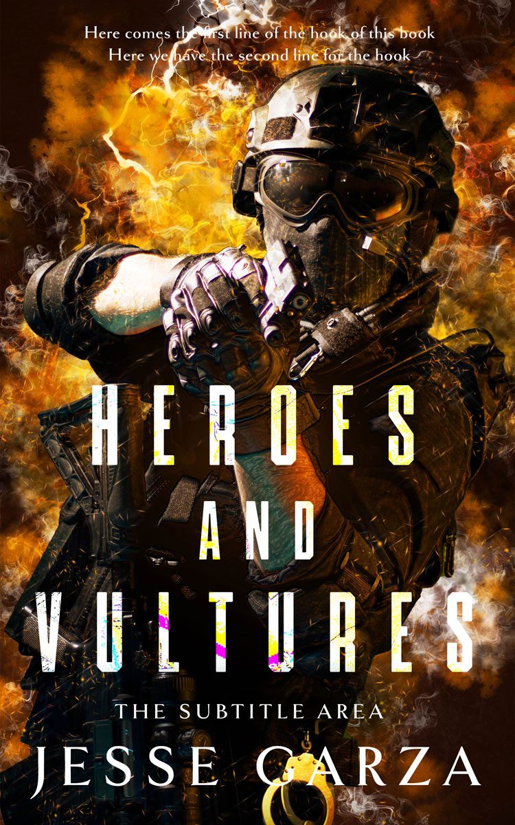 2D view of Premade Action & Adventure Book Cover - Whiskey