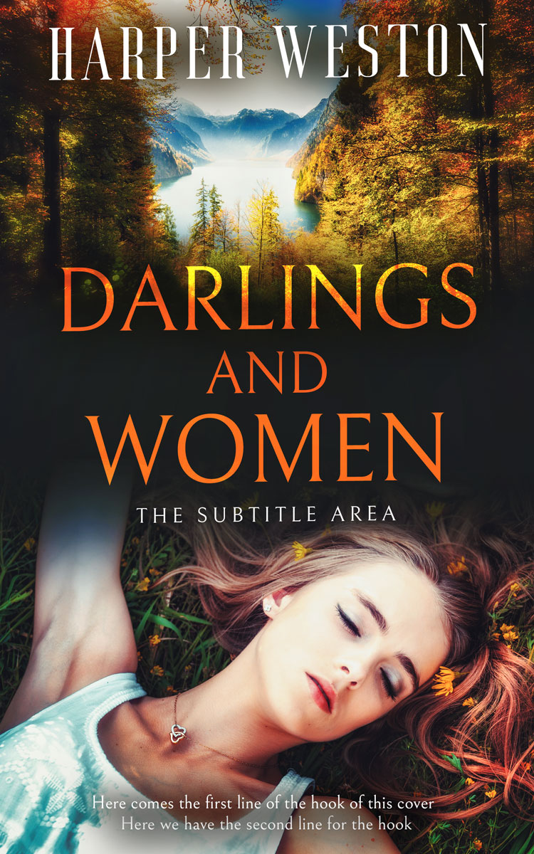 2D view of Premade Romance Book Cover - Tan