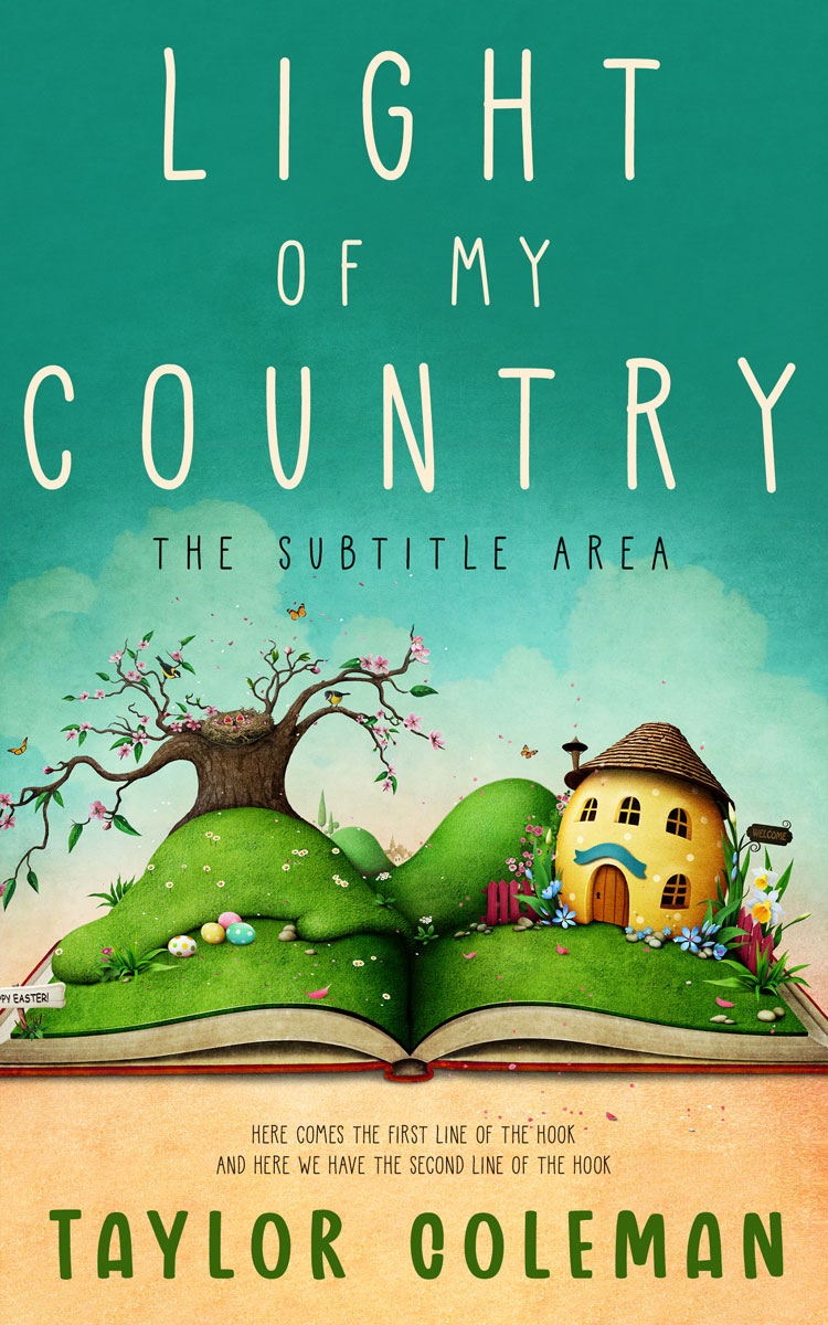 2D view of Premade Fantasy Book Cover - Sea Green