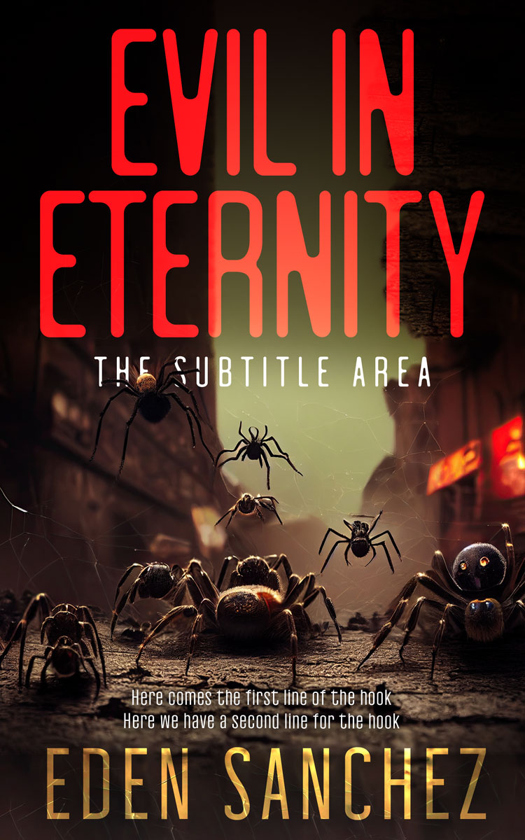 2D view of Premade Paranormal & Urban Book Cover - Red Damask