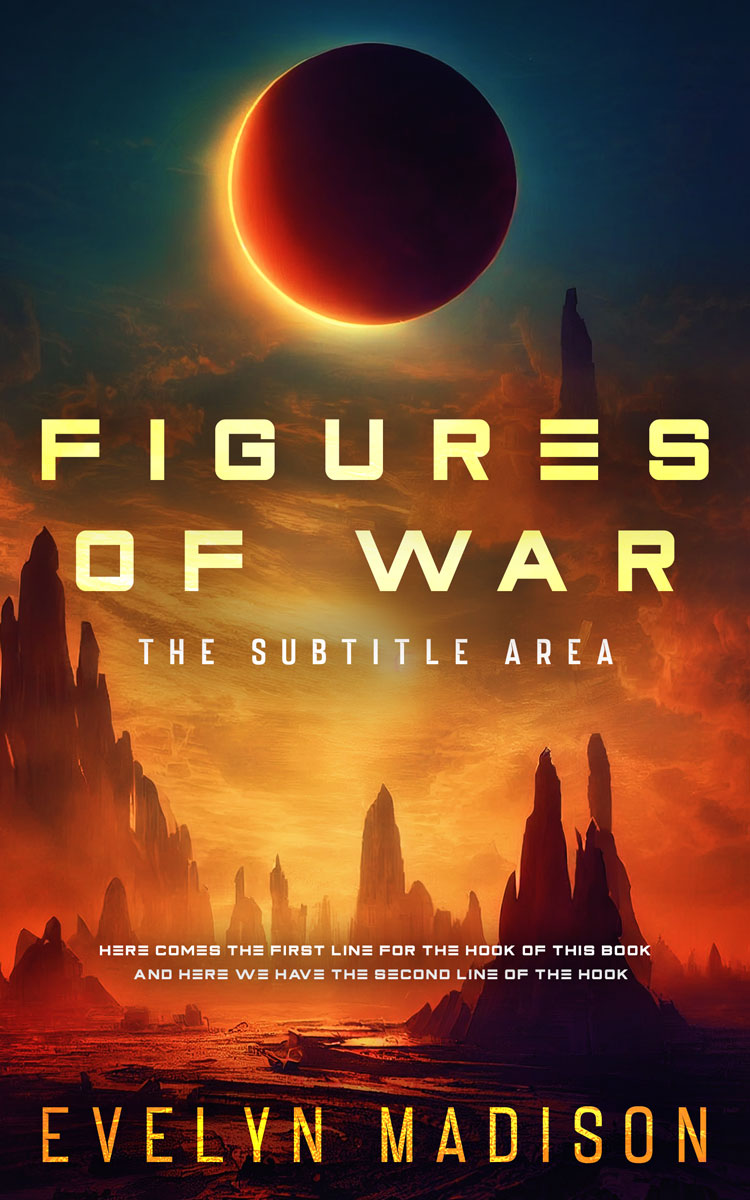 2D view of Premade Science Fiction Book Cover - Red Damask