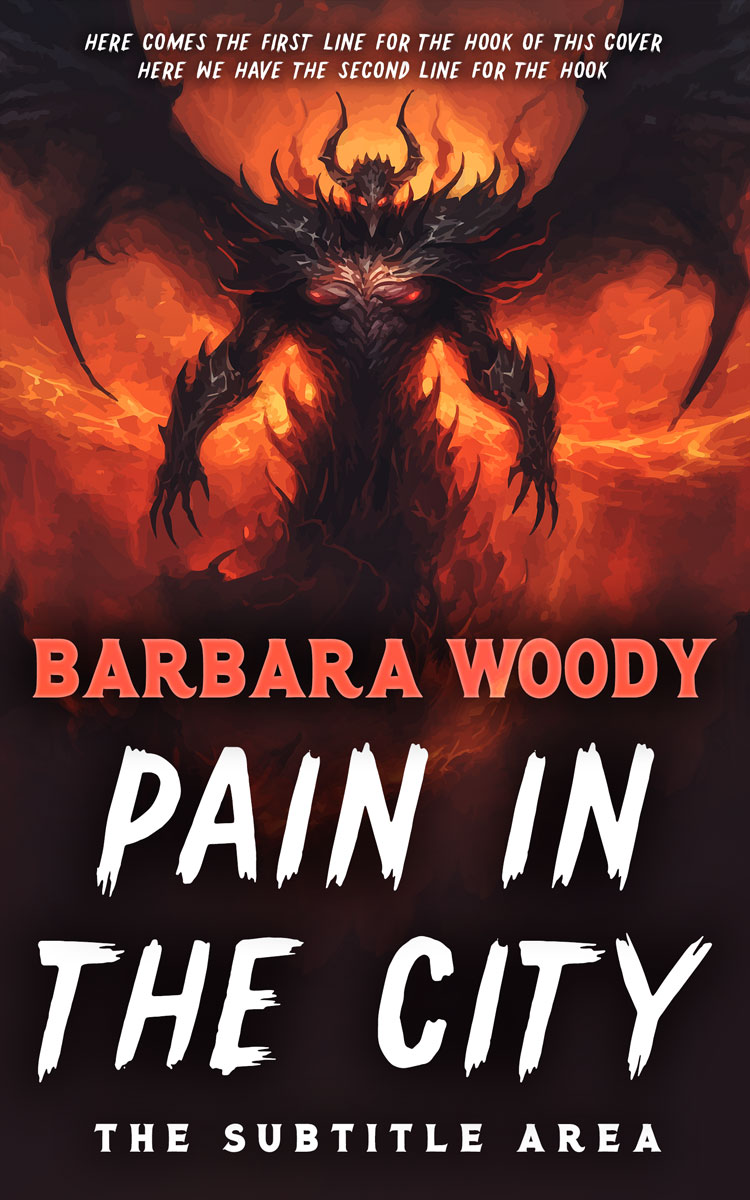 2D view of Premade Horror Book Cover - Red Damask