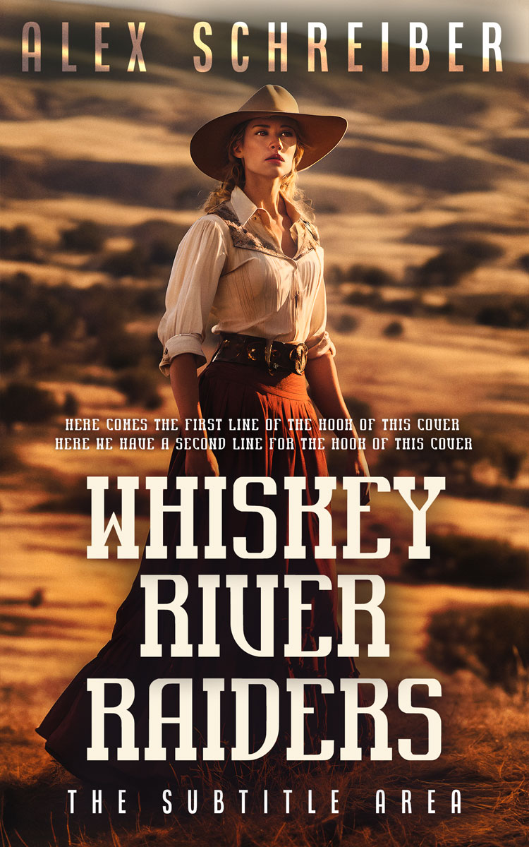 2D view of Premade Action & Adventure Book Cover - Bistre