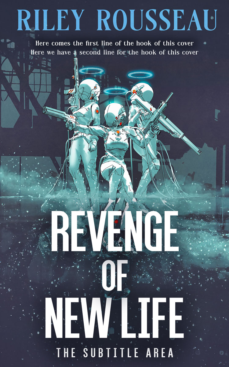 2D view of Premade Science Fiction Book Cover - Bright Gray