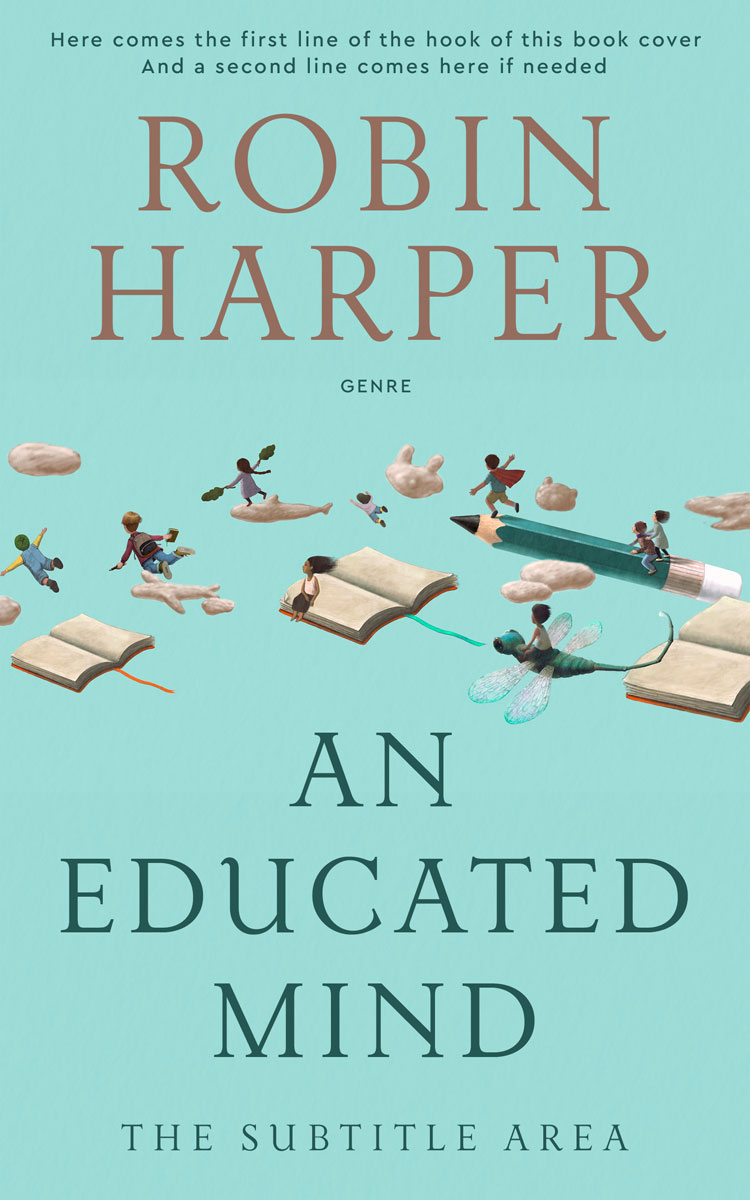 2D view of Premade Abstract Book Cover - Aqua Island