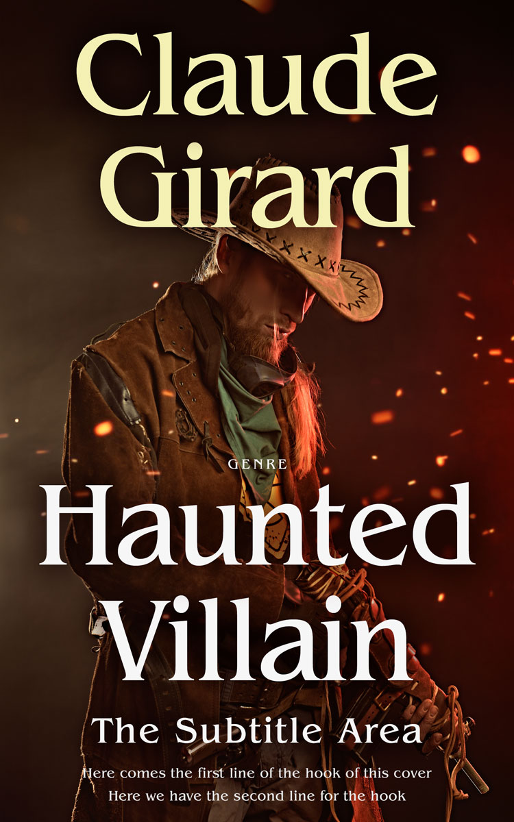 2D view of Premade Western Book Cover - Graphite