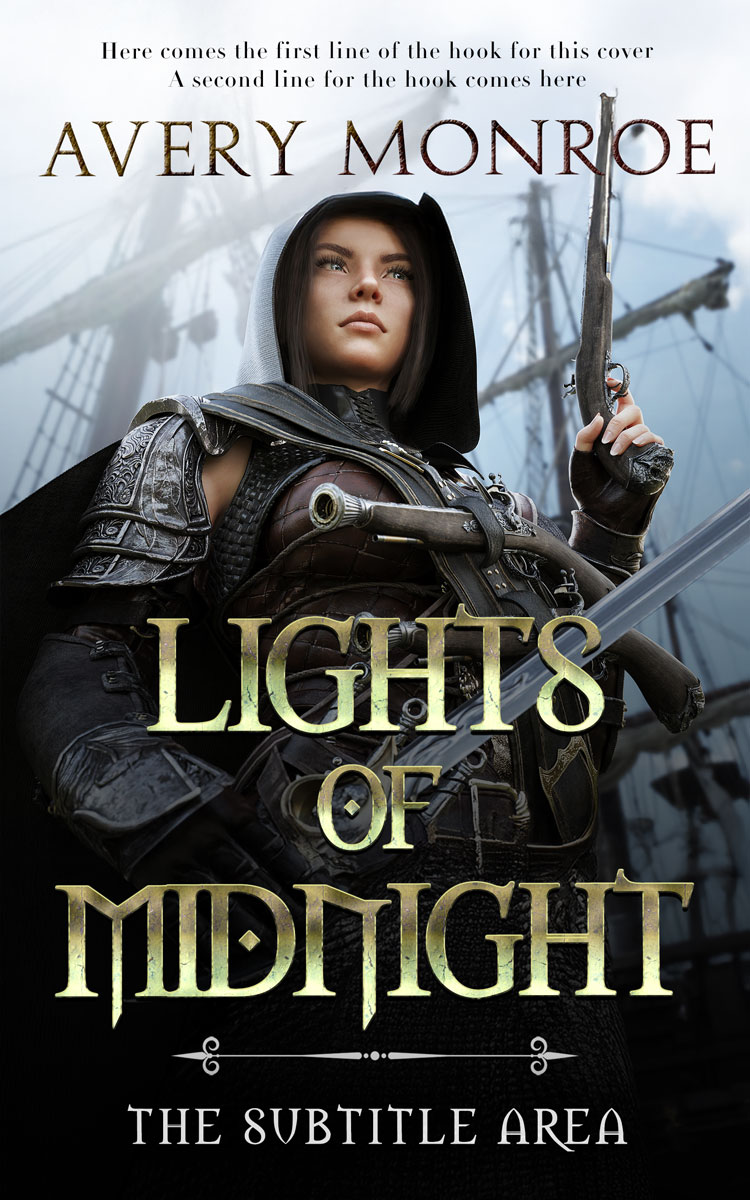 2D view of Premade Action & Adventure Book Cover - Cod Gray