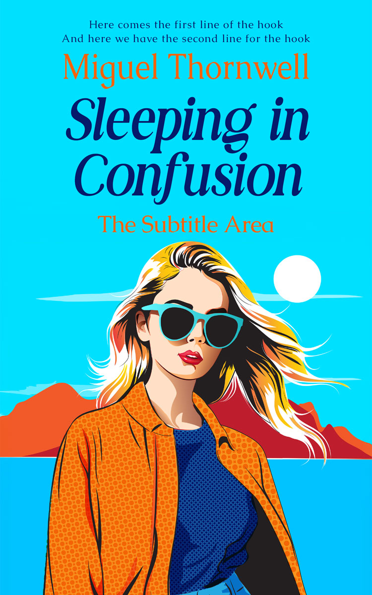 2D view of Premade Chick Lit Book Cover - Bright Turquoise #17665 | BookCoverZone