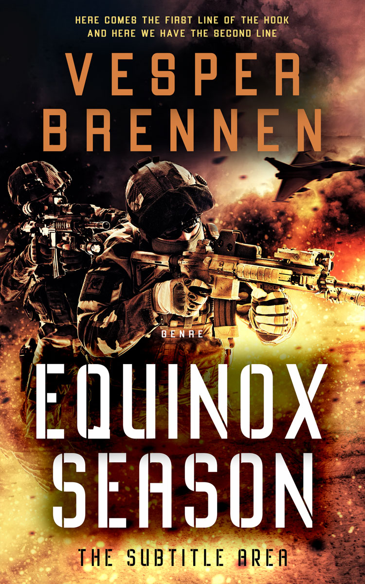 2D view of Premade Action & Adventure Book Cover - Harvest Gold