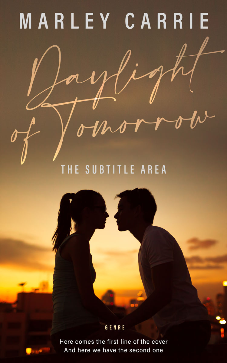 2D view of Premade Romance Book Cover - Yellow Metal