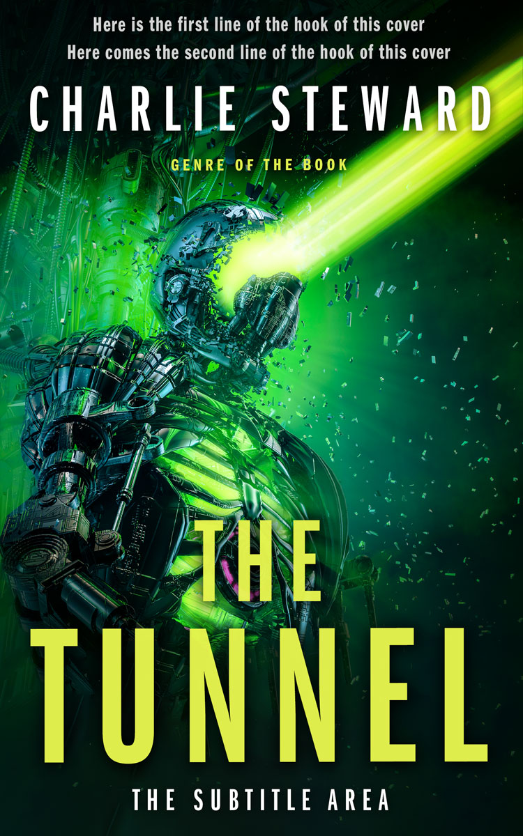 2D view of Premade Science Fiction Book Cover - Yellow Green