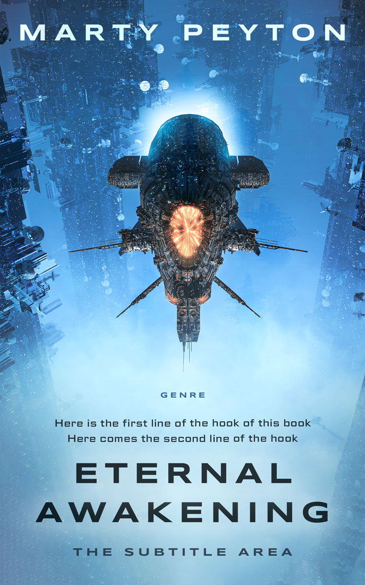 2D view of Premade Science Fiction Book Cover - Steel Blue