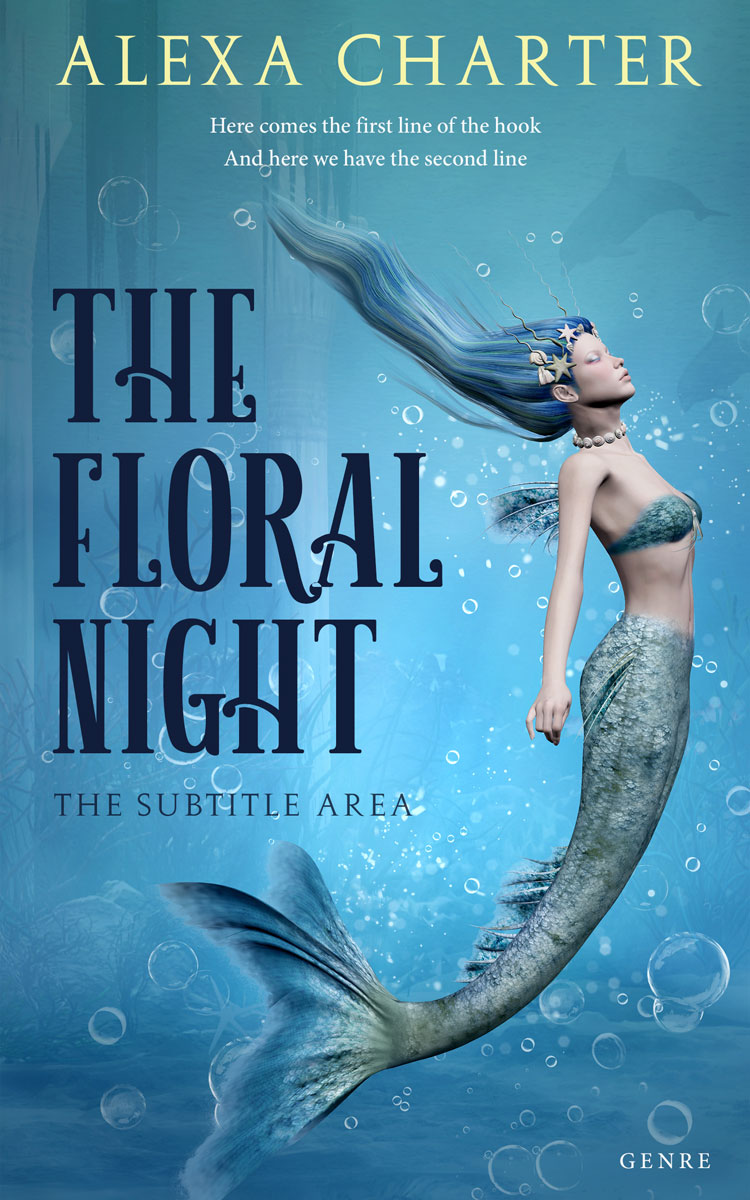 2D view of Premade Fantasy Book Cover - Steel Blue