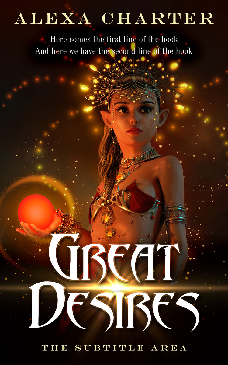 2D view of Premade Fantasy Book Cover - Graphite