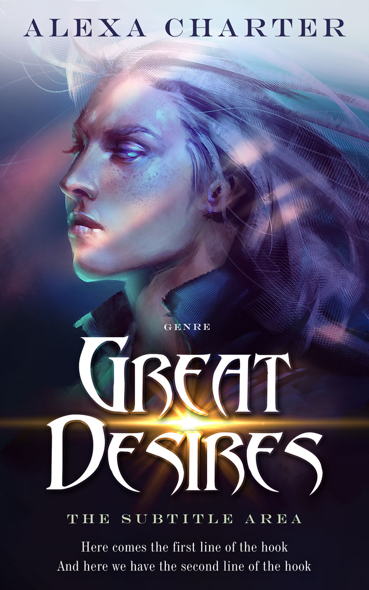 2D view of Premade Fantasy Book Cover - Steel Gray