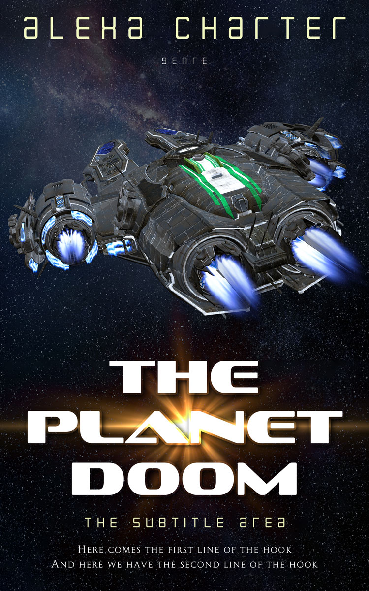 2D view of Premade Science Fiction Book Cover - Shark