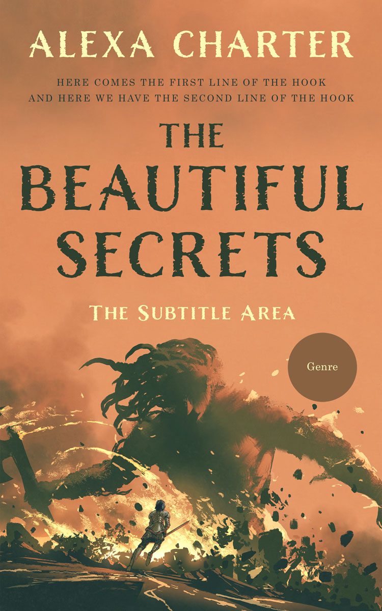 2D view of Premade Fantasy Book Cover - Antique Brass