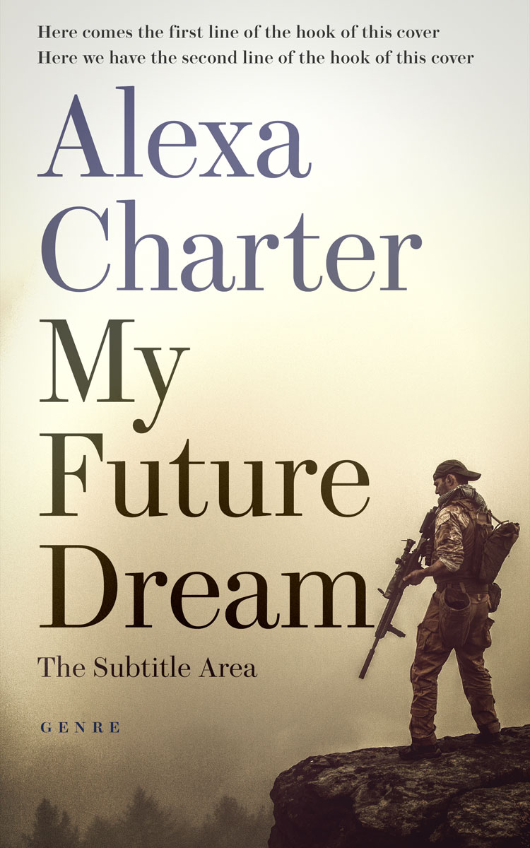 2D view of Premade Action & Adventure Book Cover - Taupe