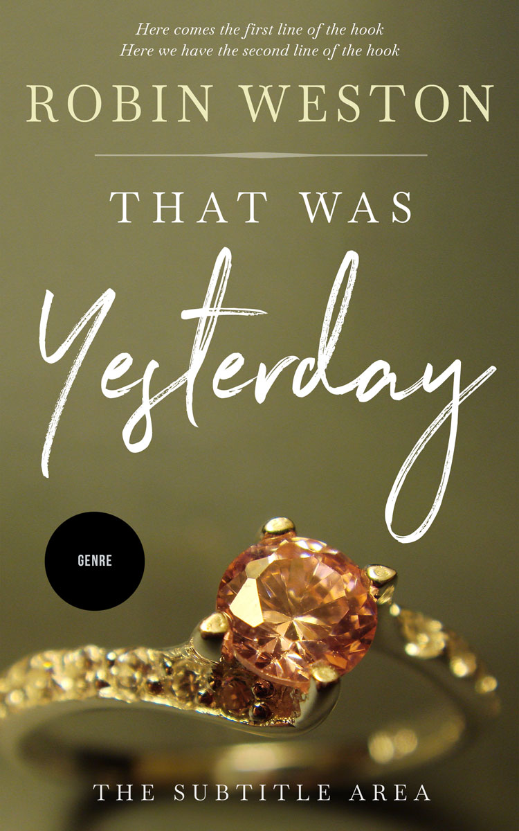 2D view of Premade Romance Book Cover - Yellow Metal