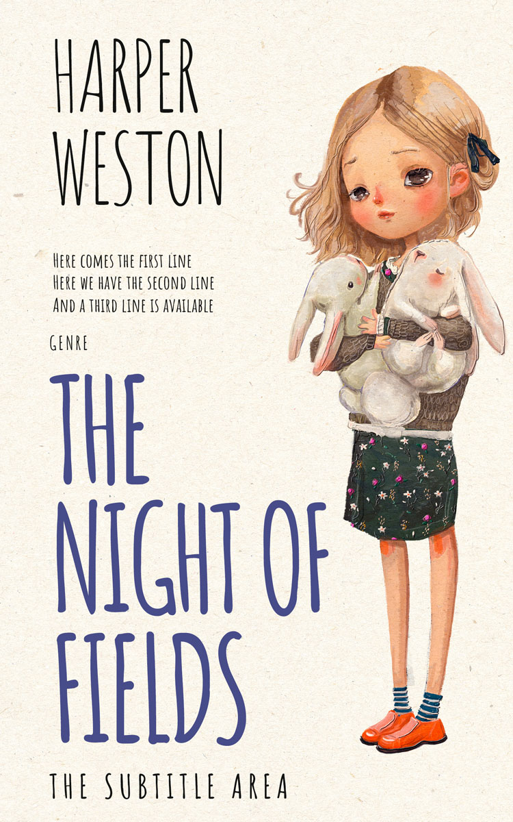 2D view of Premade Children's Book Cover - White Linen