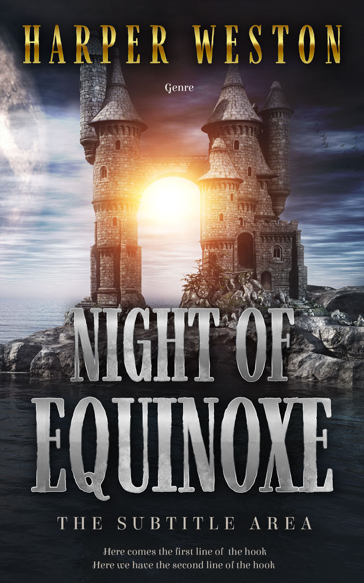 2D view of Premade Fantasy Book Cover - Soft Amber