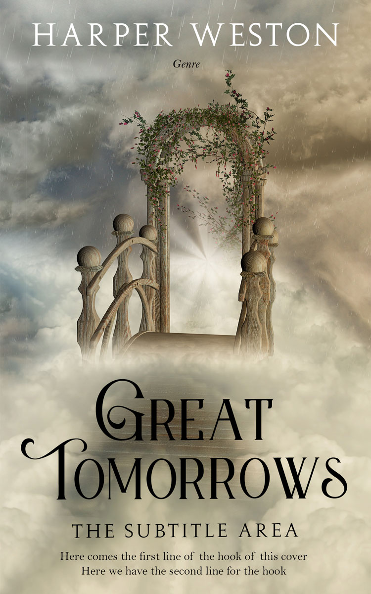 2D view of Premade Fantasy Book Cover - Gray Olive