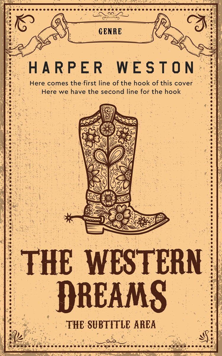 2D view of Premade Western Book Cover - Manhattan