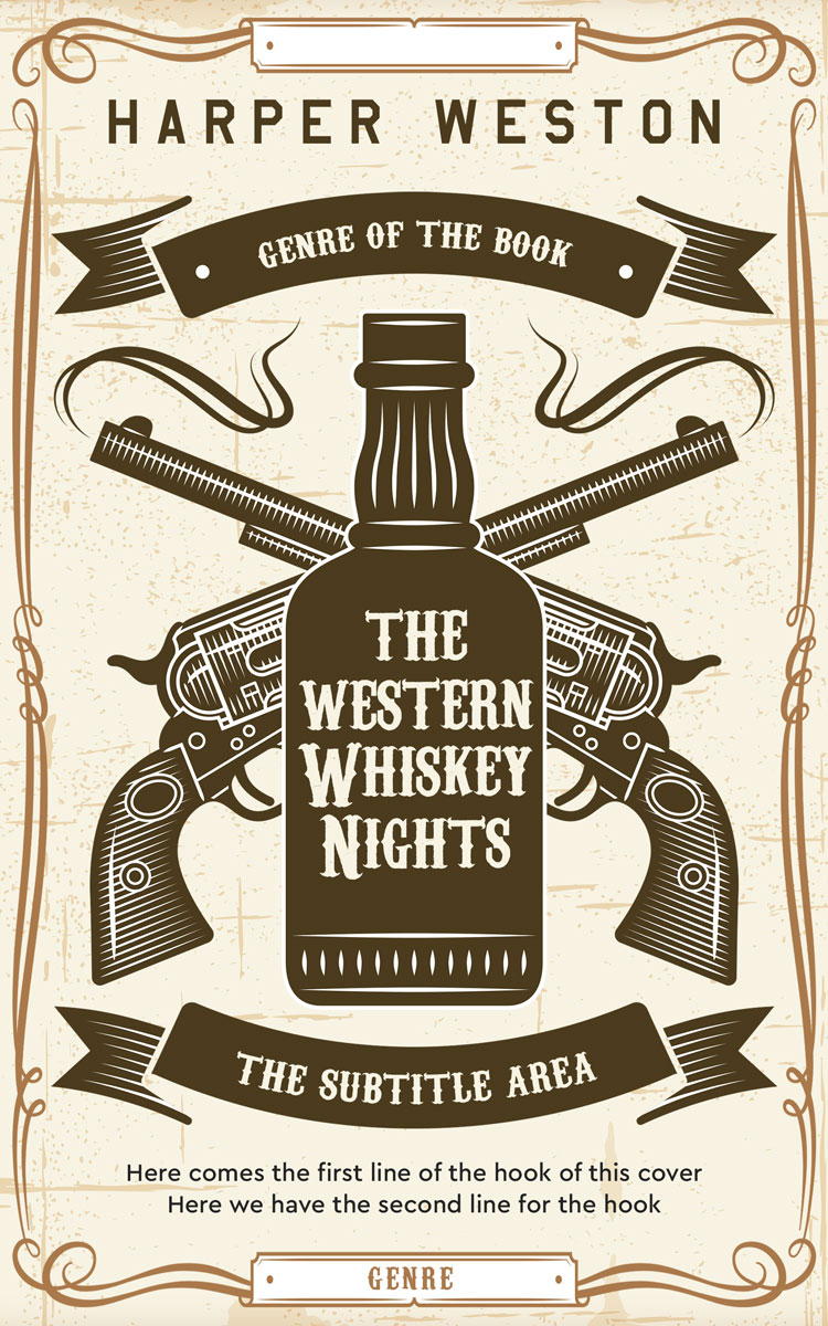 2D view of Premade Action & Adventure Book Cover - Parchment