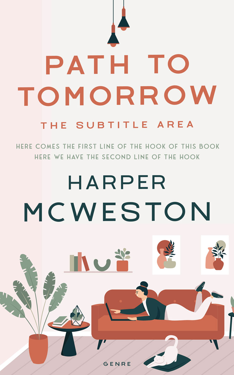 2D view of Premade Chick Lit Book Cover - Soft Peach