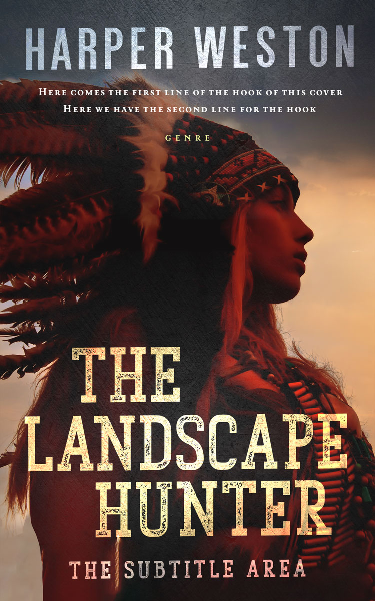 2D view of Premade Western Book Cover - Cocoa Brown