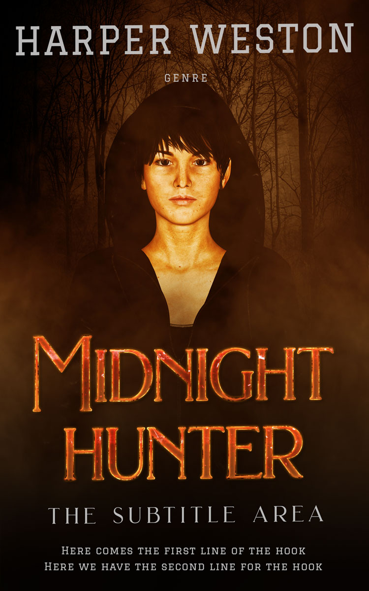 2D view of Premade Horror Book Cover - Wood Bark