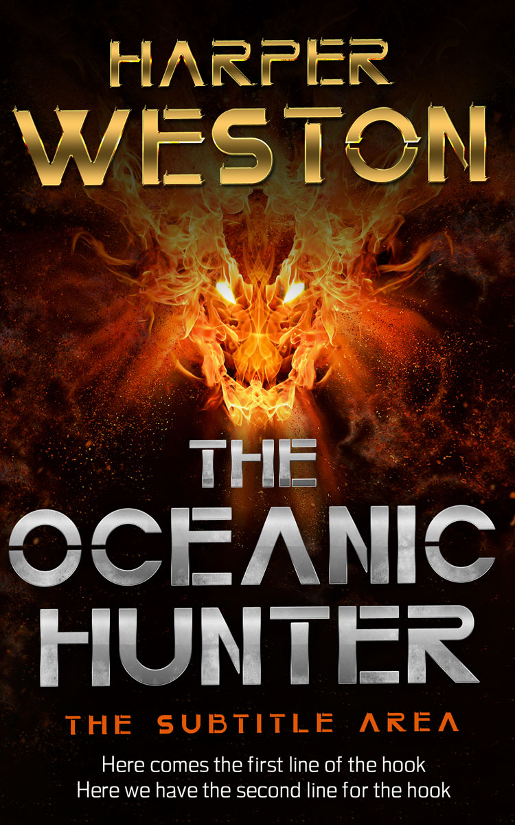 2D view of Premade Fantasy Book Cover - Antique Brass