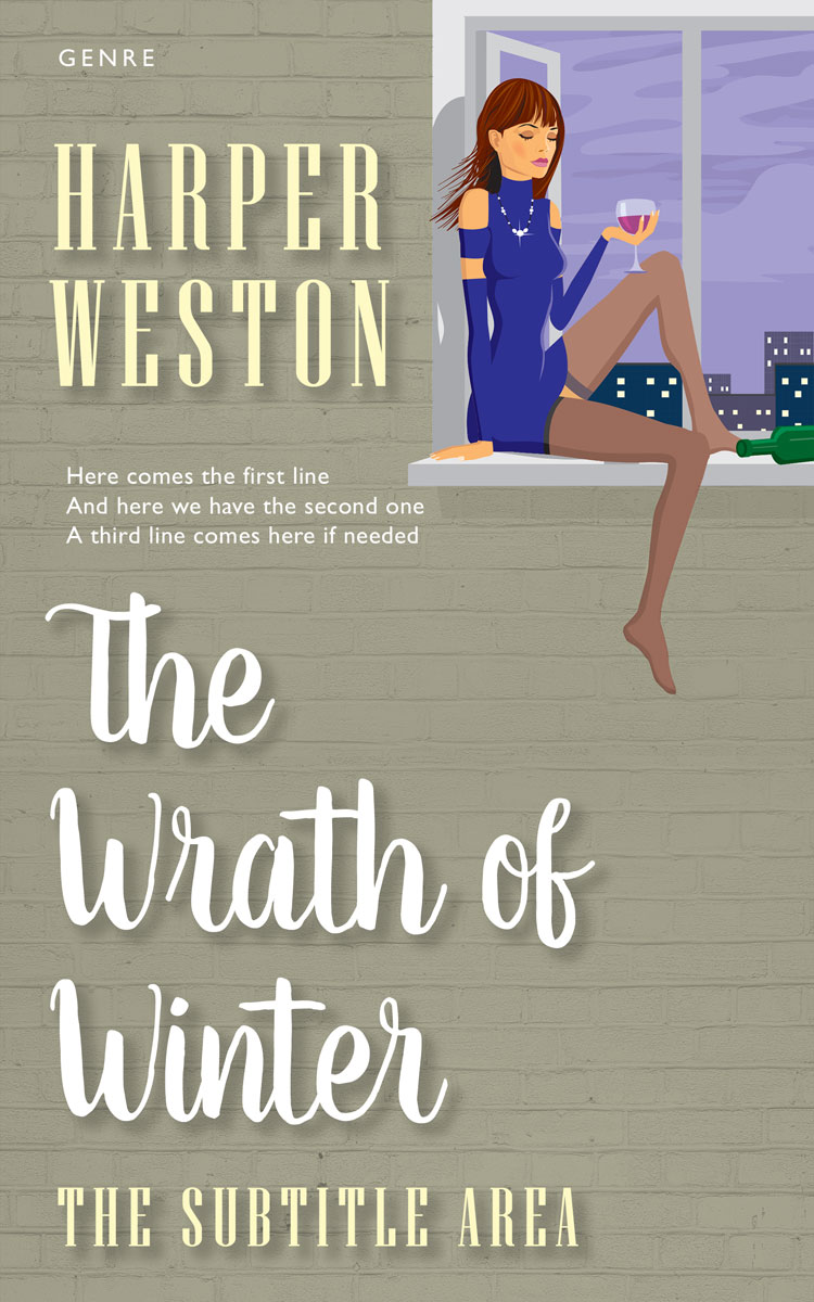 2D view of Premade Chick Lit Book Cover - Gray Olive