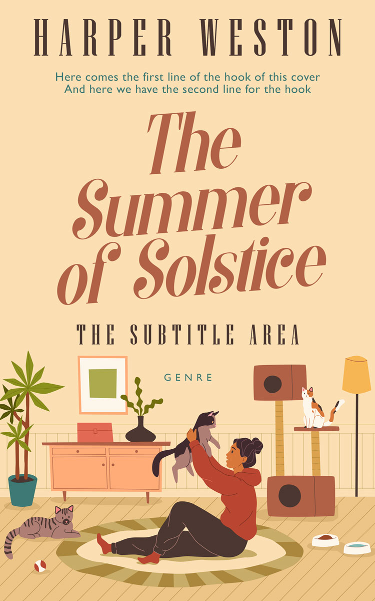 2D view of Premade Chick Lit Book Cover - Peach Yellow