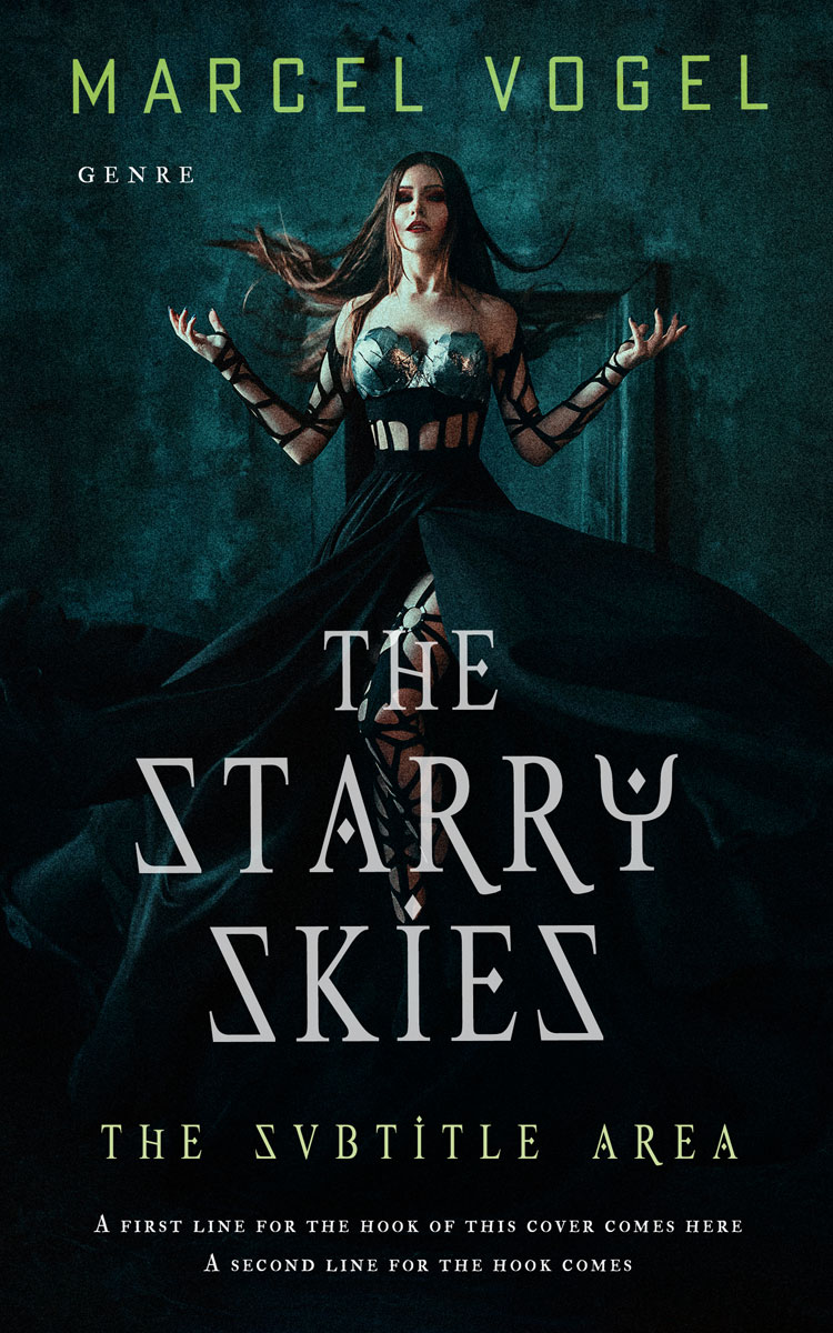 2D view of Premade Fantasy Book Cover - Black Bean