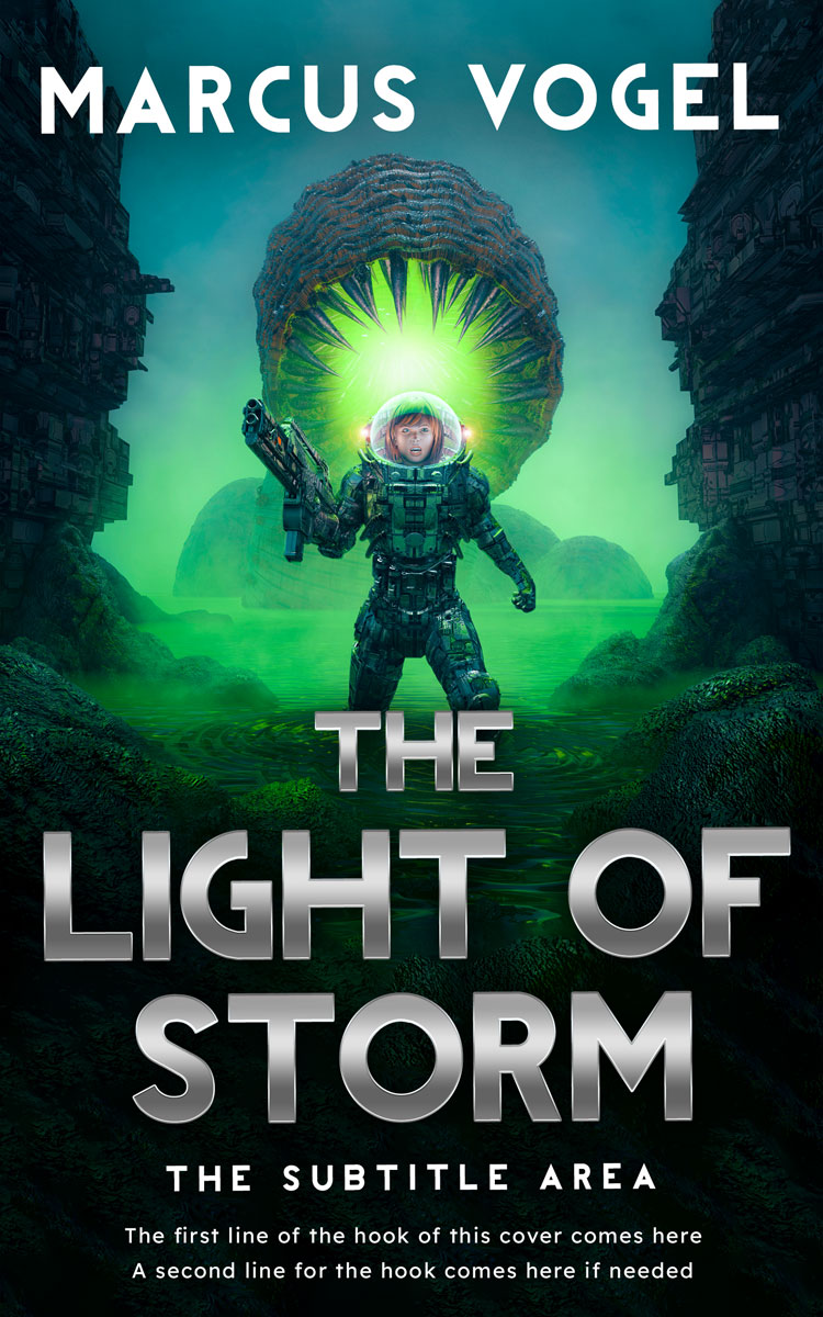 2D view of Premade Science Fiction Book Cover - Black Bean