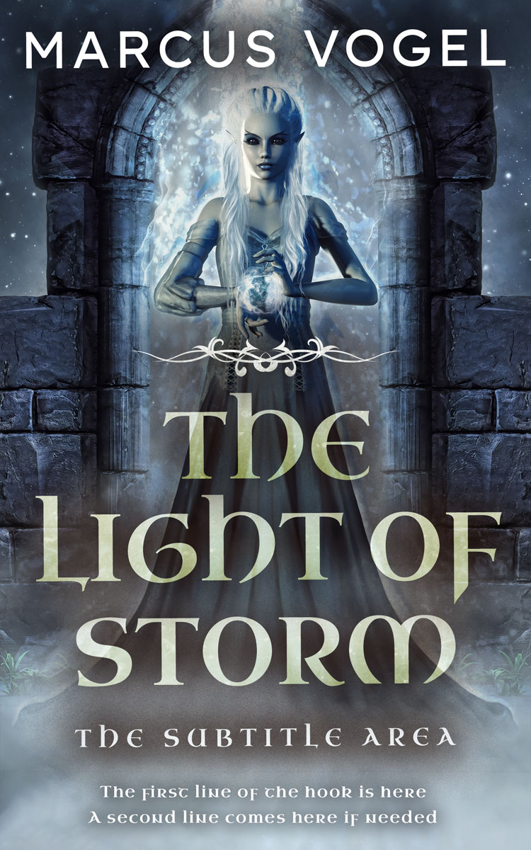 2D view of Premade Fantasy Book Cover - Bright Gray