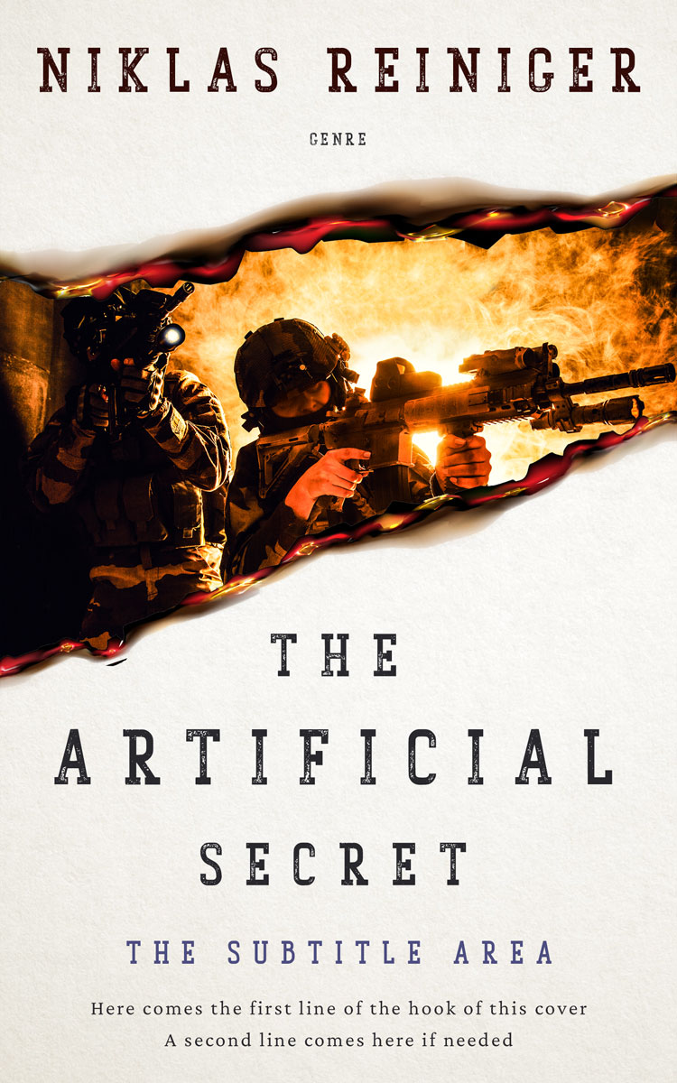 2D view of Premade Action & Adventure Book Cover - Coffee Bean