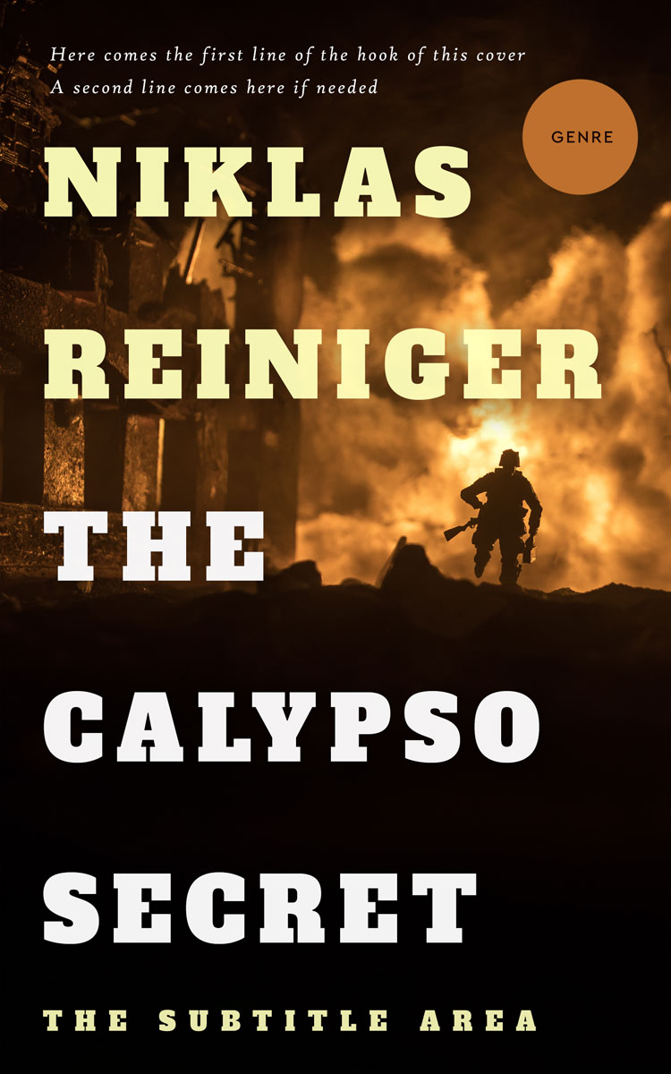 2D view of Premade Action & Adventure Book Cover - Graphite