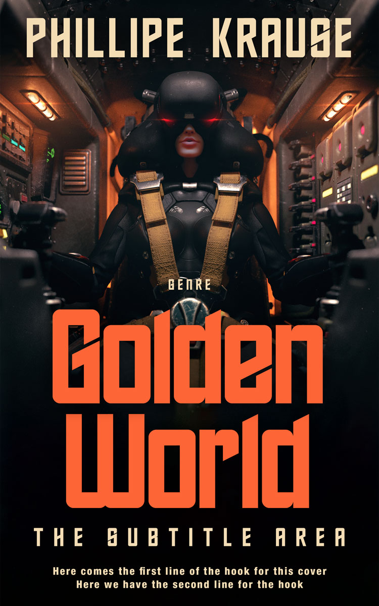 2D view of Premade Science Fiction Book Cover - Burnt Sienna