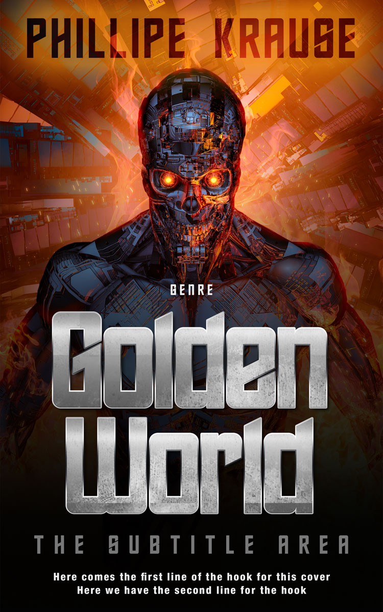 2D view of Premade Science Fiction Book Cover - Antique Brass