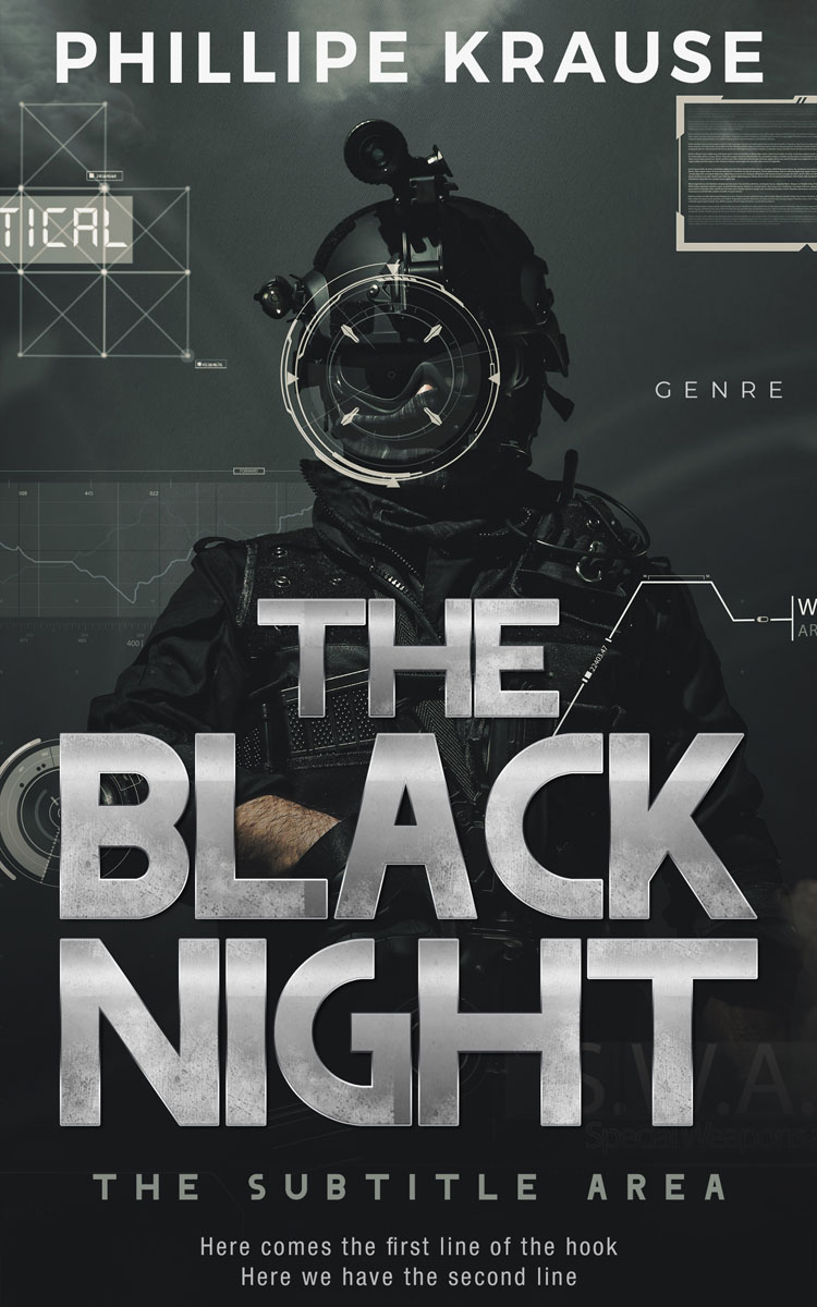 2D view of Premade Action & Adventure Book Cover - Outer Space