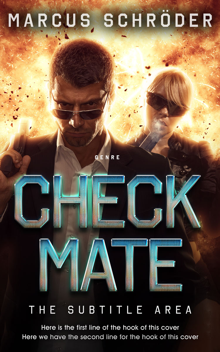 2D view of Premade Action & Adventure Book Cover - Putty