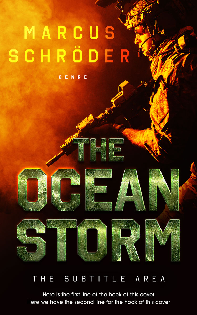 2D view of Premade Action & Adventure Book Cover - Graphite