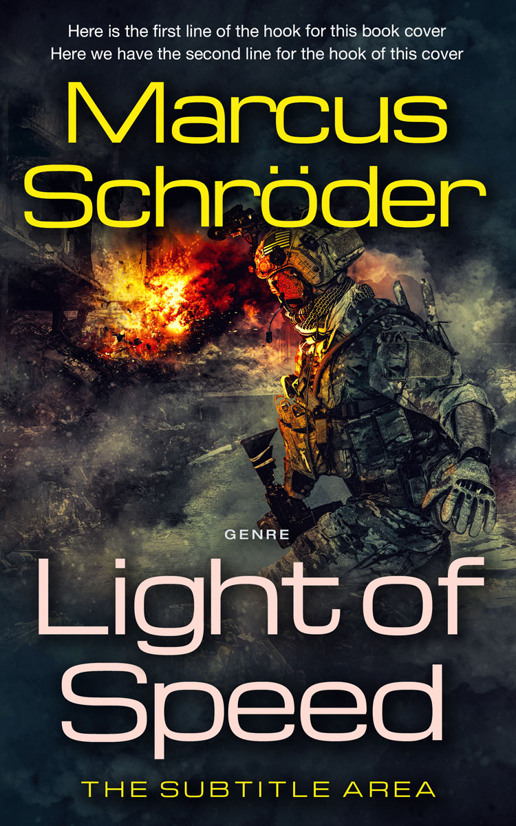 2D view of Premade Action & Adventure Book Cover - Shark