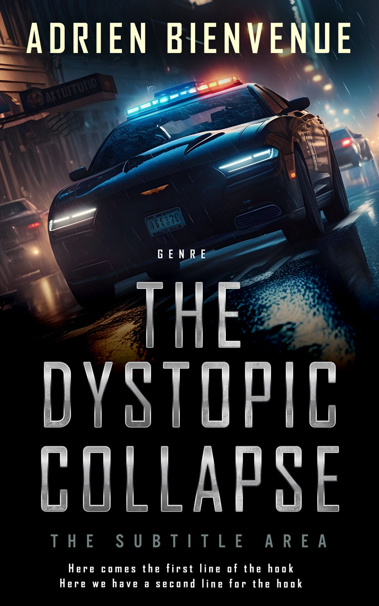 2D view of Premade Action & Adventure Book Cover - Black